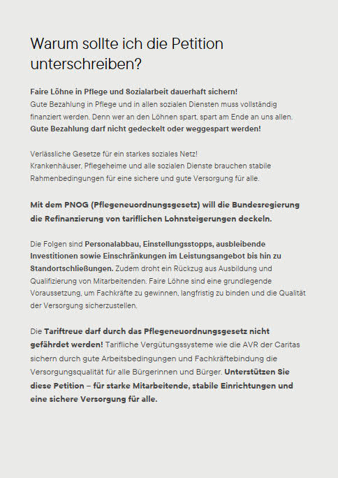 Flyer Petition Caritas NRW