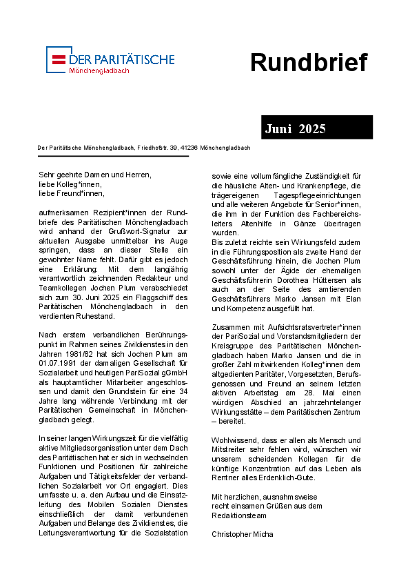 Rundbrief Juni 2025